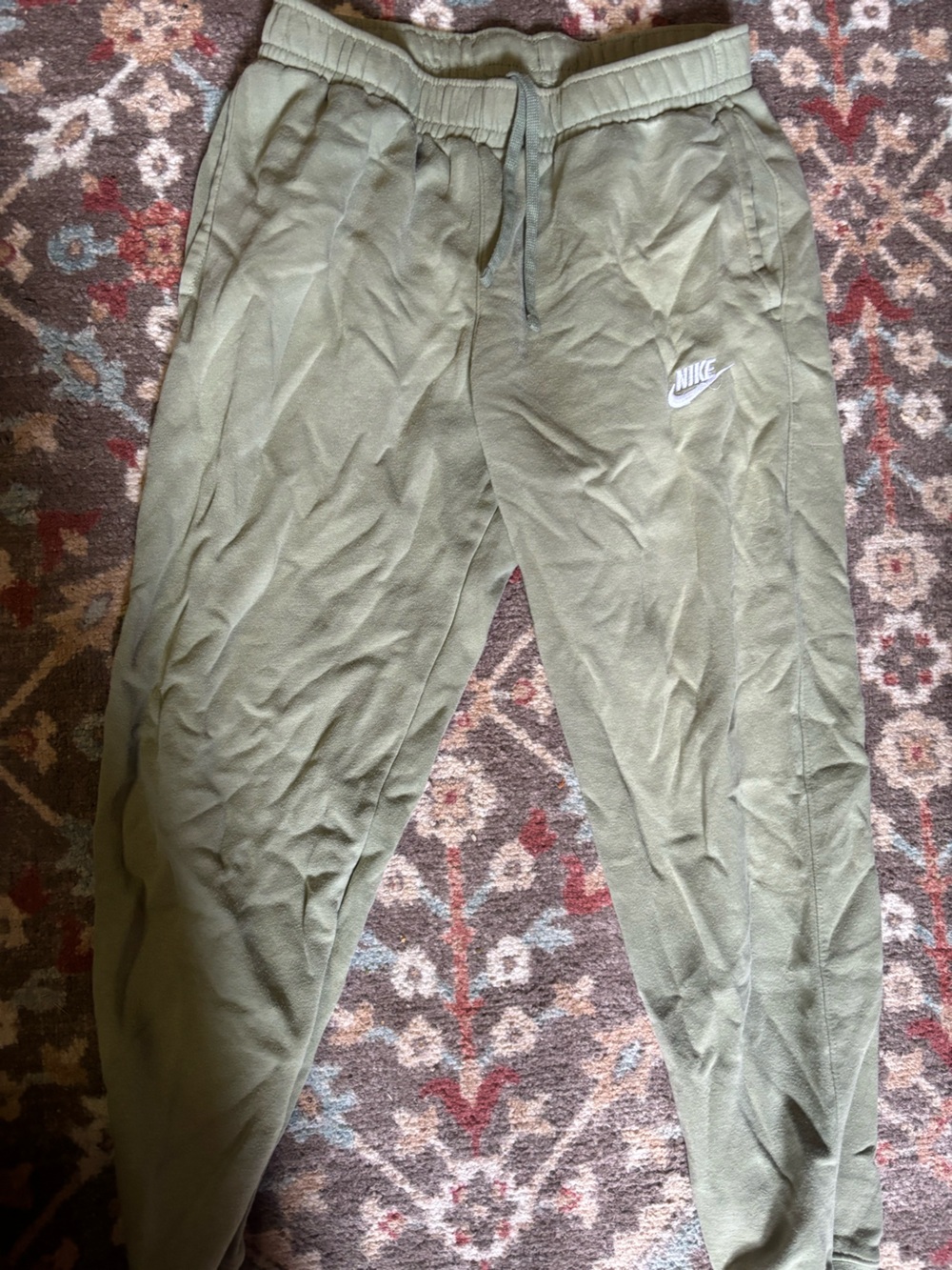 Nike Olive Green Sweatpants with White Swoosh